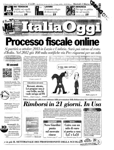 Italia oggi : quotidiano di economia finanza e politica